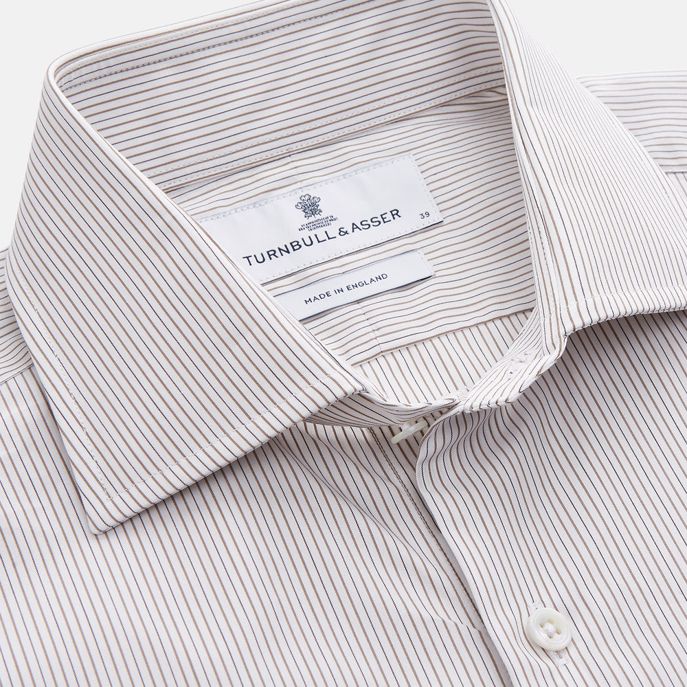Sandstone Multi Stripe Cotton Tailored Fit Shelton Shirt