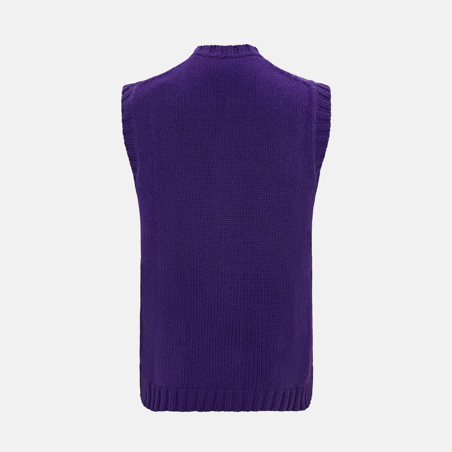 Purple Merino V-Neck Sleeveless Cardigan