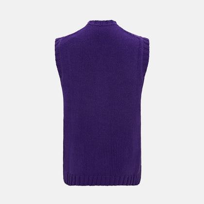 Purple Merino V-Neck Sleeveless Cardigan Image 2