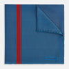View 1 of product Blue and Red Stripe Silk Pocket Square