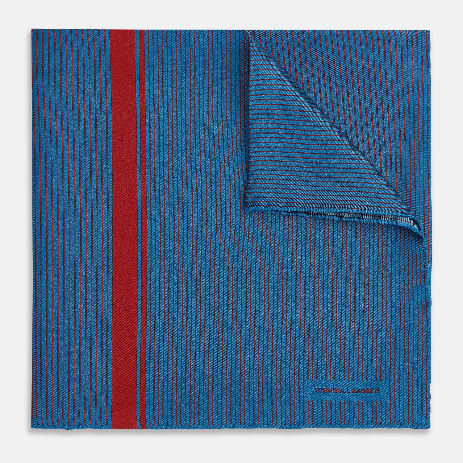 View 1 of product Blue and Red Stripe Silk Pocket Square