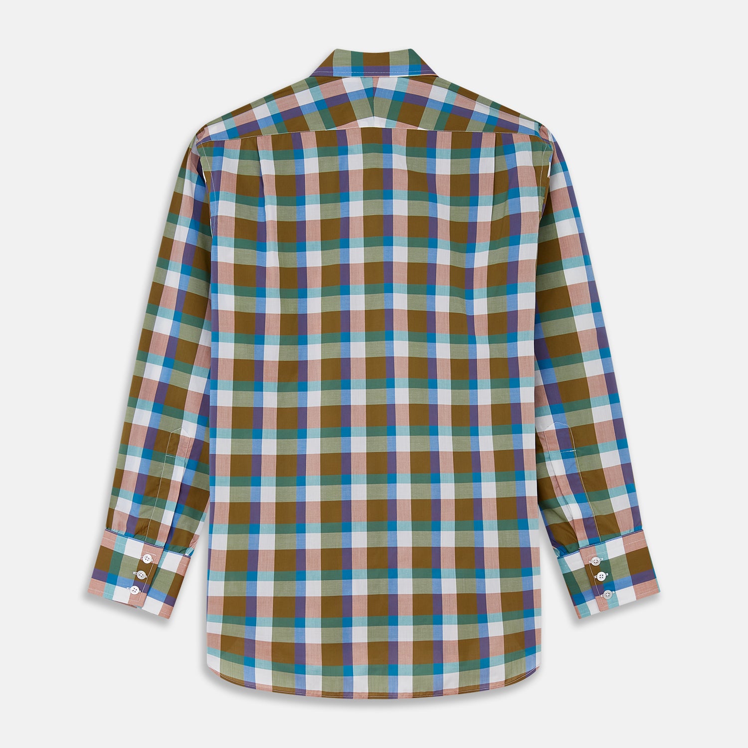 Green and Pink Multi-check Cotton Blend Regular Fit Mayfair Shirt