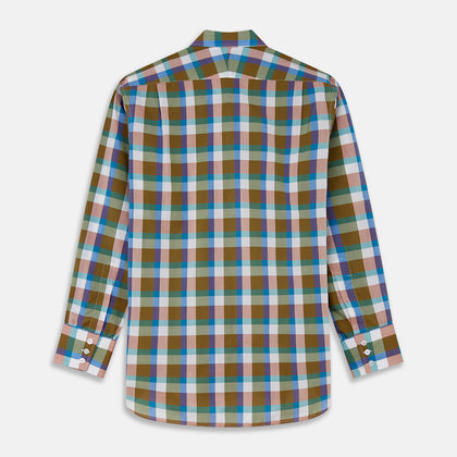 Green and Pink Multi-check Cotton Blend Regular Fit Mayfair Shirt Image 4