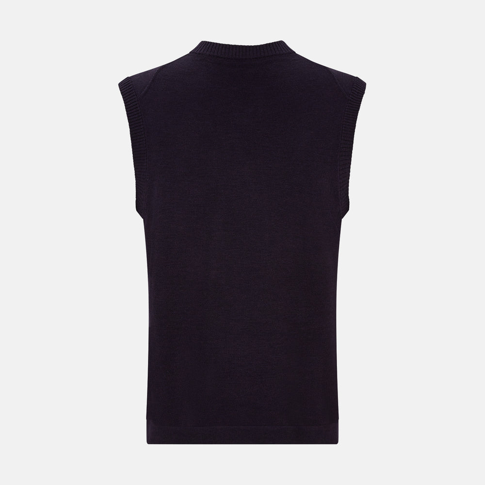 Dark Purple Fine Merino V-Neck Vest
