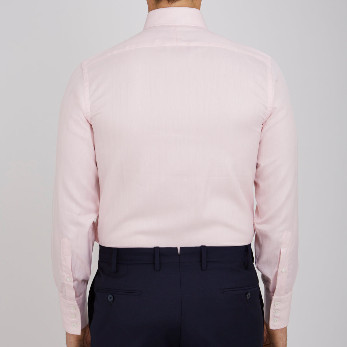 View 3 of product Pink Herringbone Superfine Cotton Shirt with T&A Collar and 3-Button Cuffs
