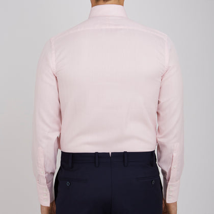 Pink Herringbone Superfine Cotton Shirt with T&A Collar and 3-Button Cuffs Image 2