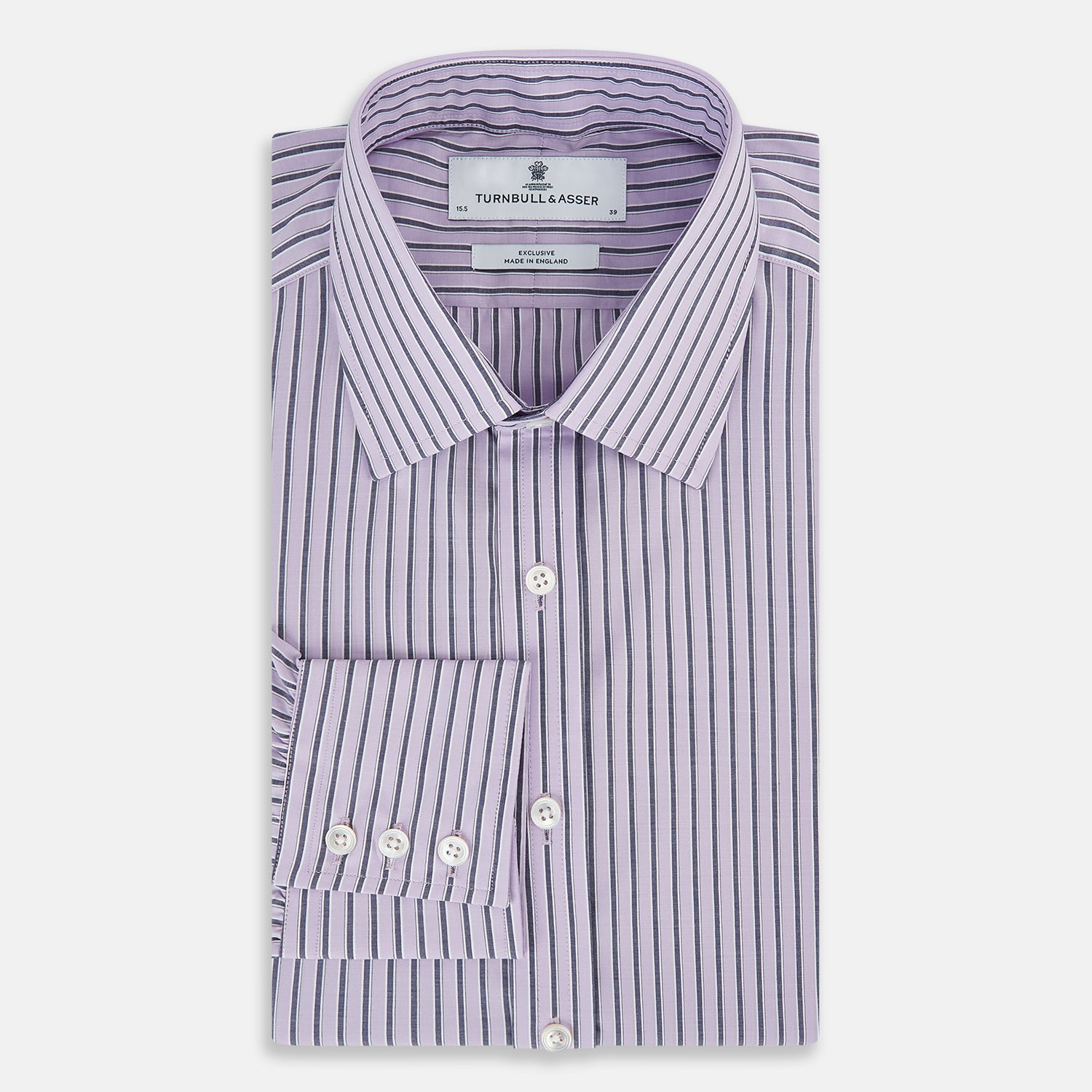 View 5 of product Lilac Ticking Stripe Mayfair Shirt