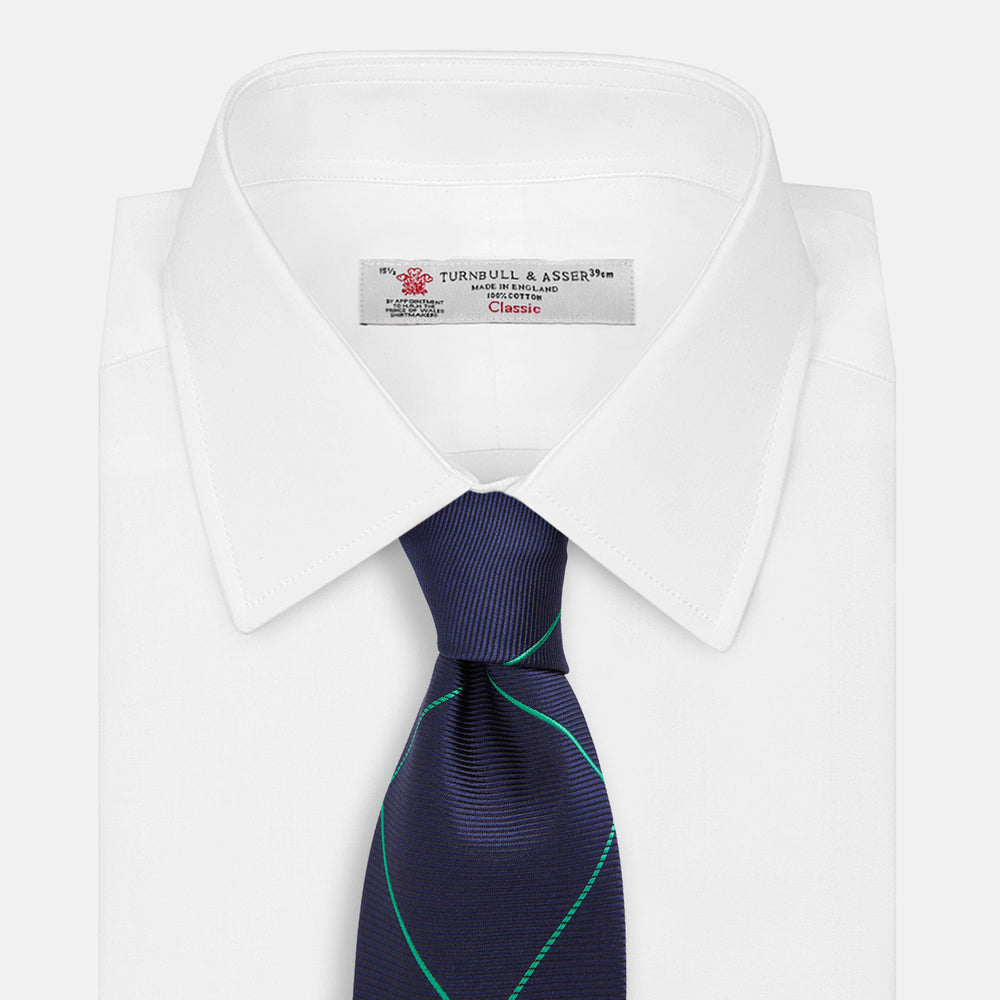 Green and Navy Window Pane Silk Tie