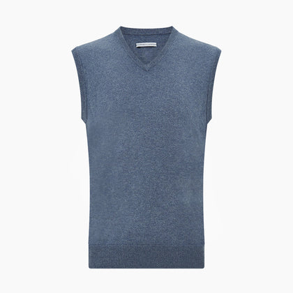 Avio Blue Cashmere V-neck Vest Image 3
