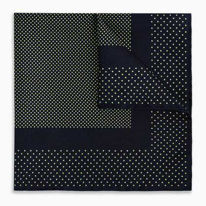 Navy and Melon Green Dot Silk Pocket Square Image 4