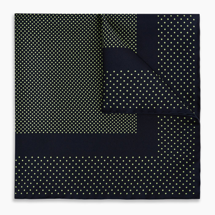 Navy and Melon Green Dot Silk Pocket Square Image 4