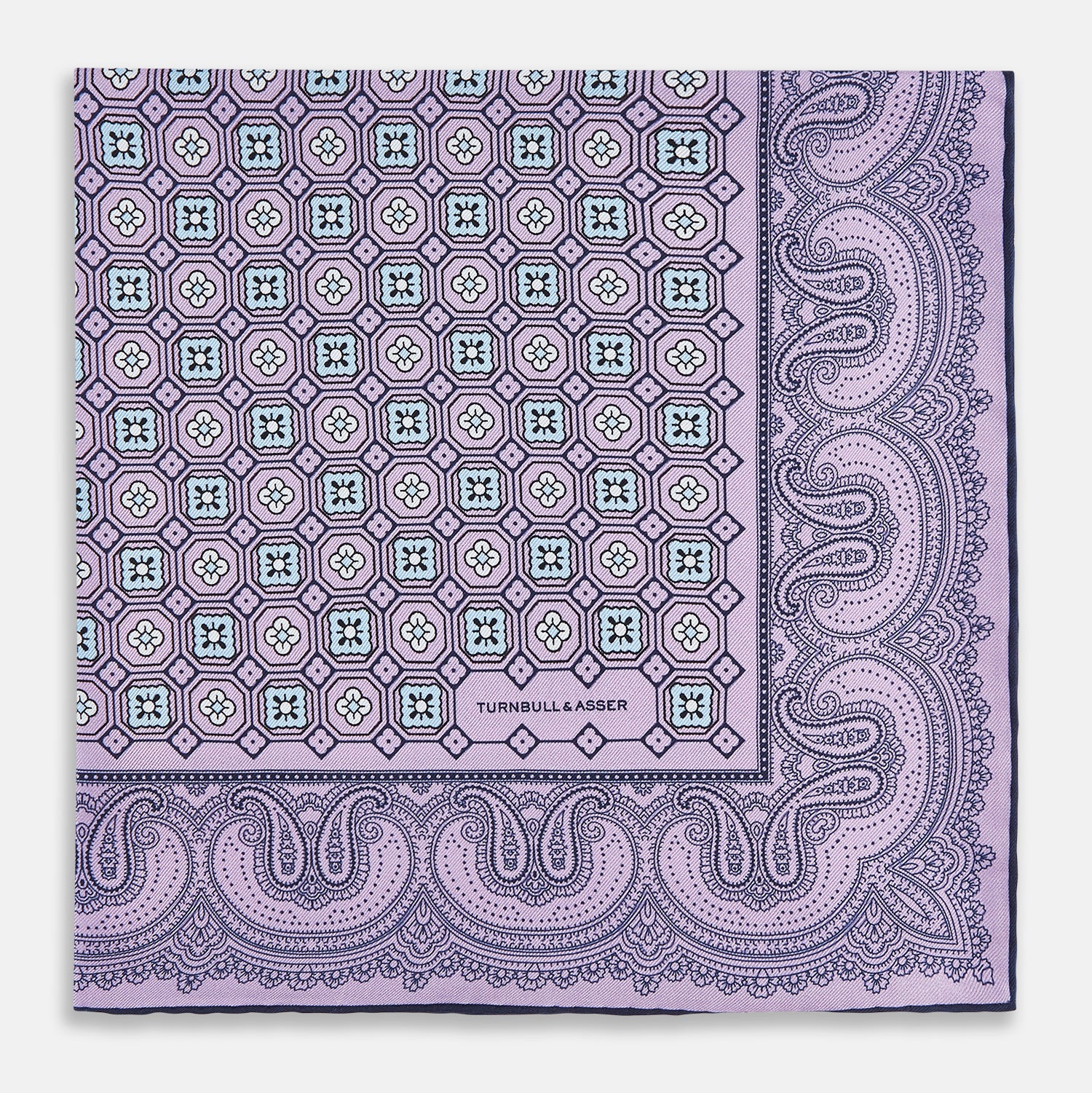 View 3 of product Lilac Floral Tile and Paisley Silk Pocket Square