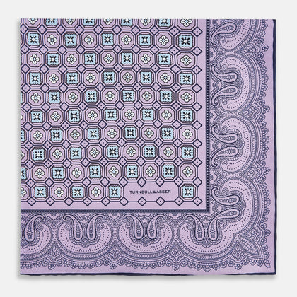Lilac Floral Tile and Paisley Silk Pocket Square Image 7
