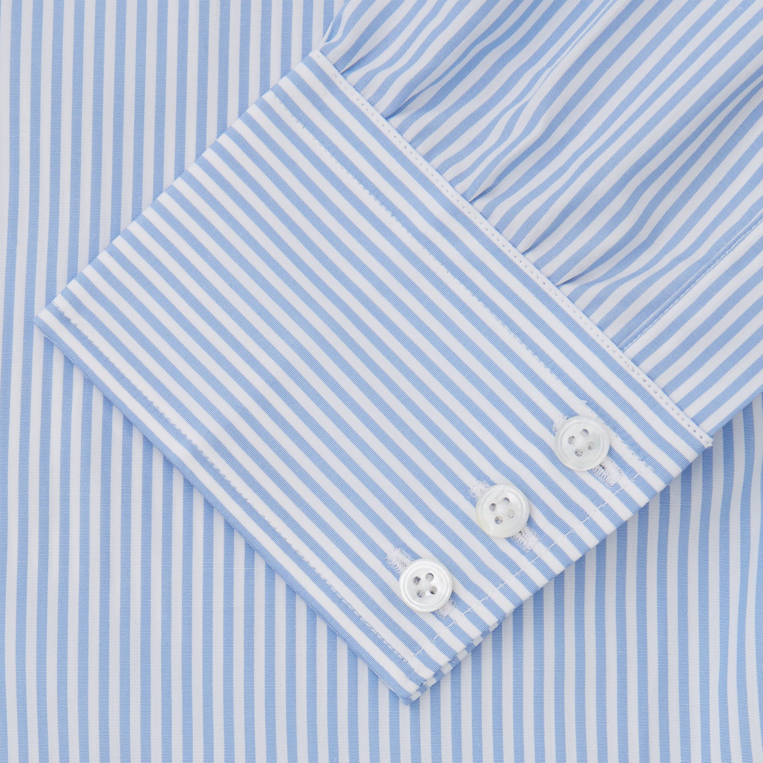 View 4 of product Light Blue Bengal Stripe Shirt with T&A Collar and 3-Button Cuffs