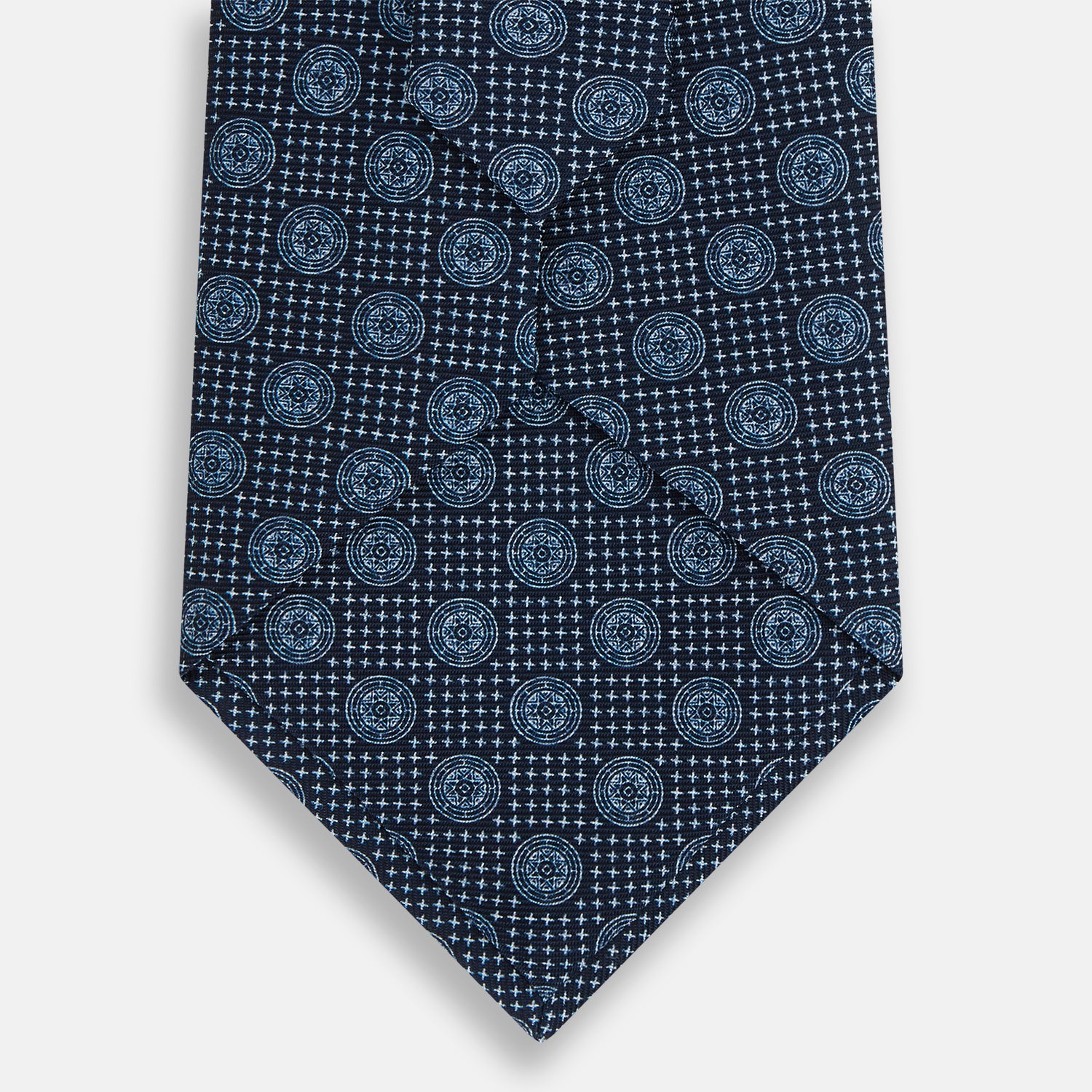 View 3 of product Navy Medallion Printed Silk Tie