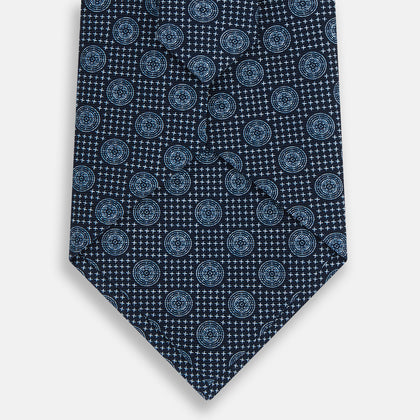 Navy Medallion Silk Tie Image 2