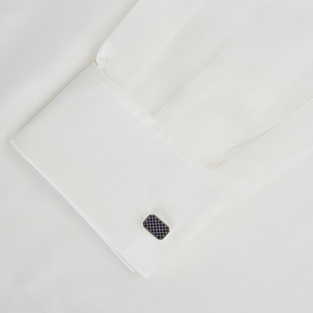 Navy Checkered Rectangular Enamel Cufflinks
