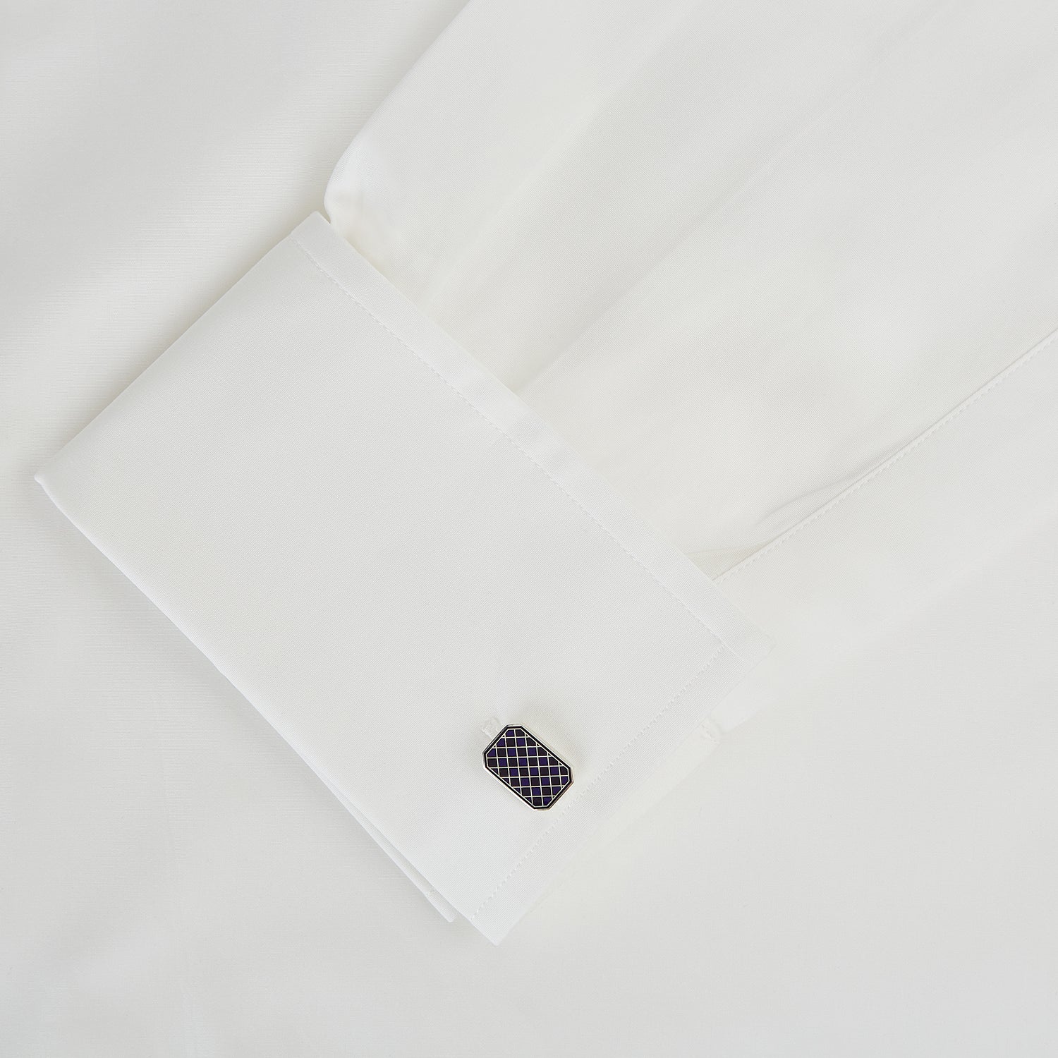 View 3 of product Navy Checkered Rectangular Enamel Cufflinks