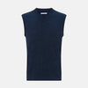 Navy Melange V-neck Cashmere Vest