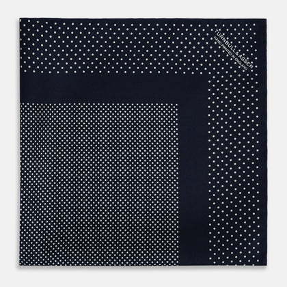 Navy and White Dot Silk Pocket Square Image 2