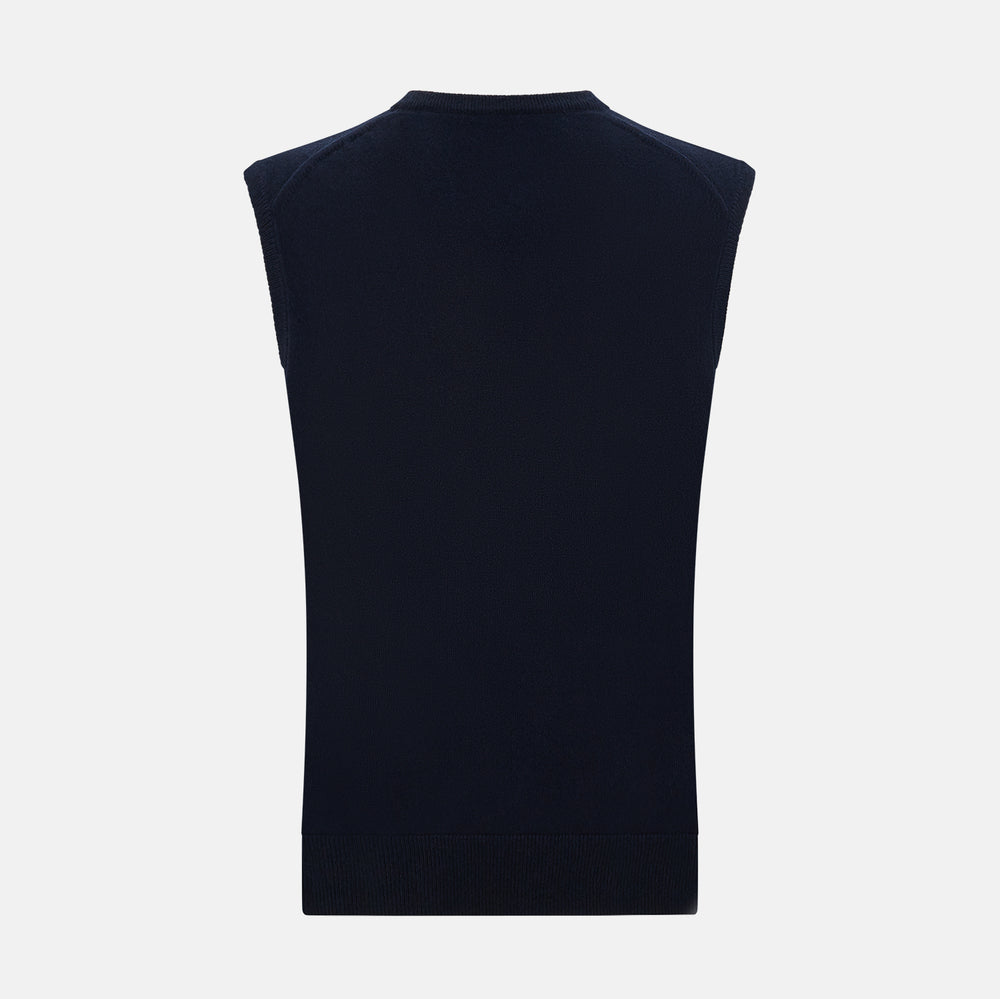 Navy Cashmere V-neck Vest