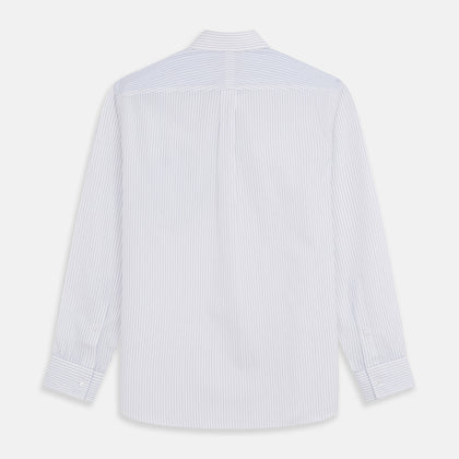 White and Blue Stripe Cotton RE-PURPOSE Weekend Fit Finch Shirt Image 4