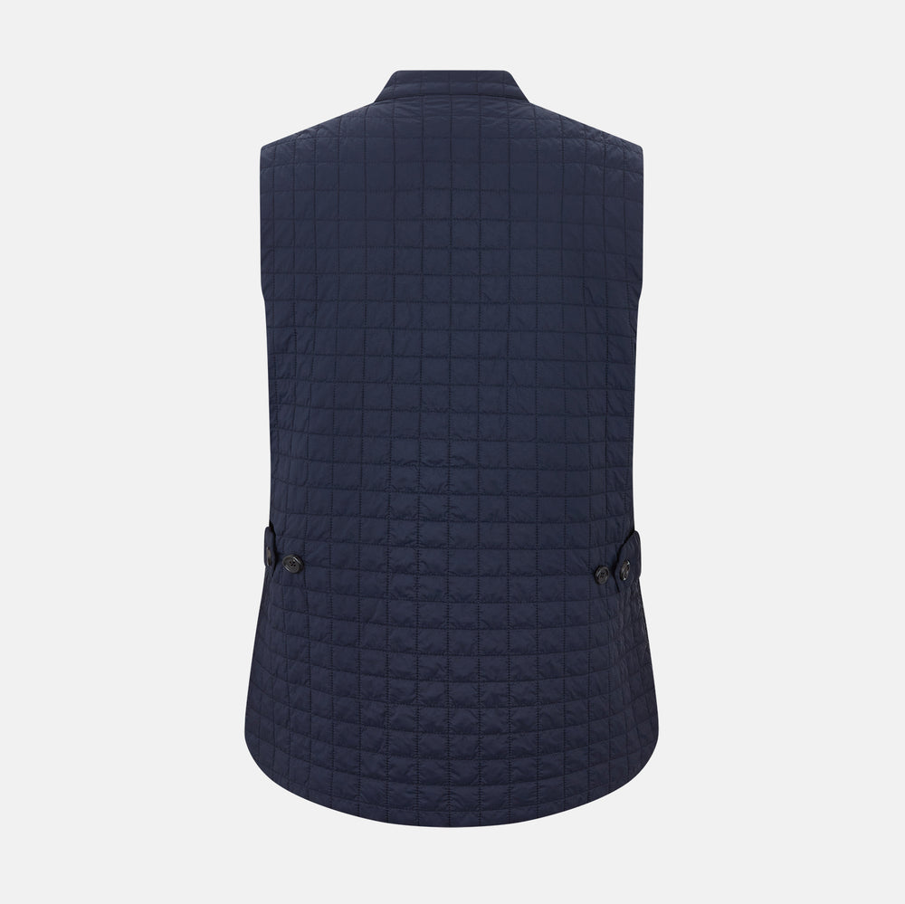 Navy Double-Breasted Quilted Gilet