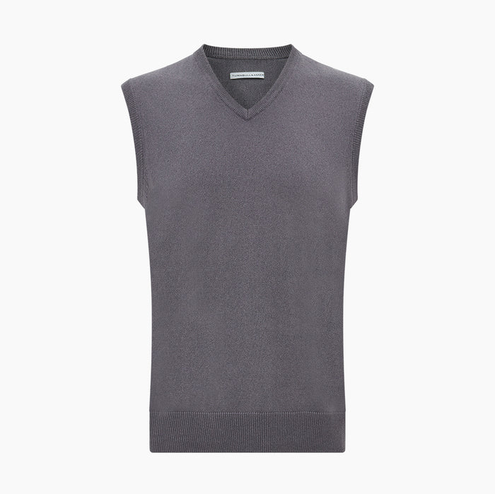 Slate Grey V-neck Cashmere Vest Image 3