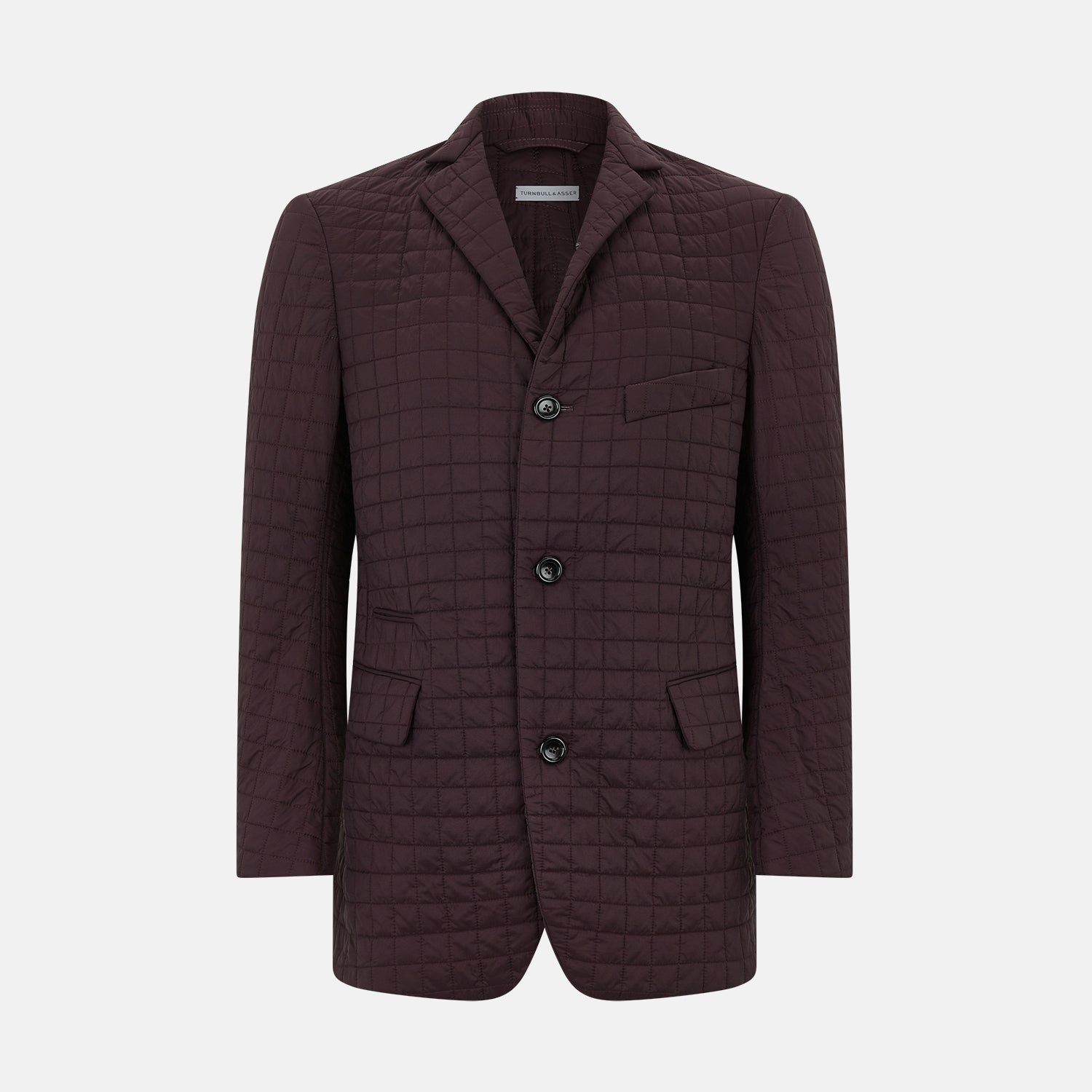 View 1 of product Fulham Burgundy Single-Breasted Quilted Blazer
