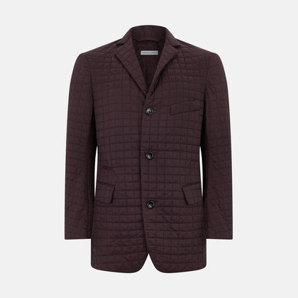 Fulham Burgundy Single-Breasted Quilted Blazer