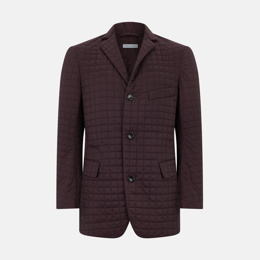 Fulham Burgundy Single-Breasted Quilted Blazer