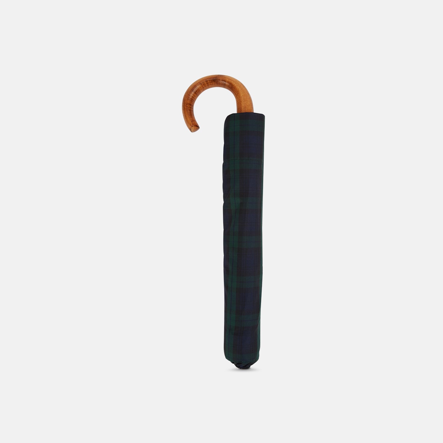 View 2 of product Black Watch Tartan Telescopic Umbrella with Whangee Crook Handle