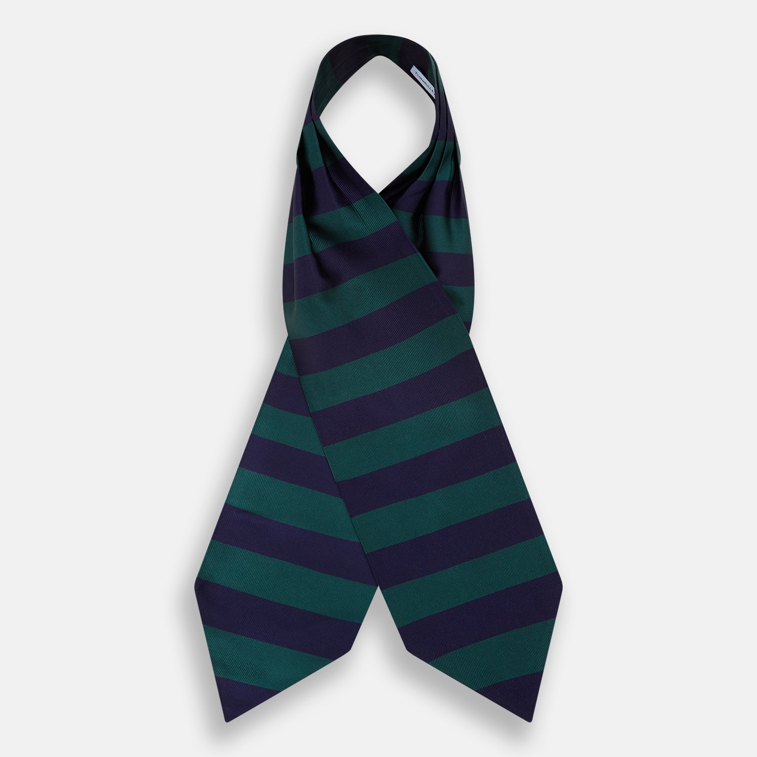 View 2 of product Wide Green Stripe and Navy Silk Cravat