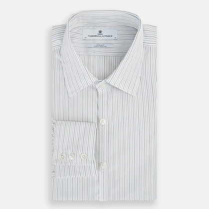 Grey and Blue Pinstripe Westminster Shirt Image 4
