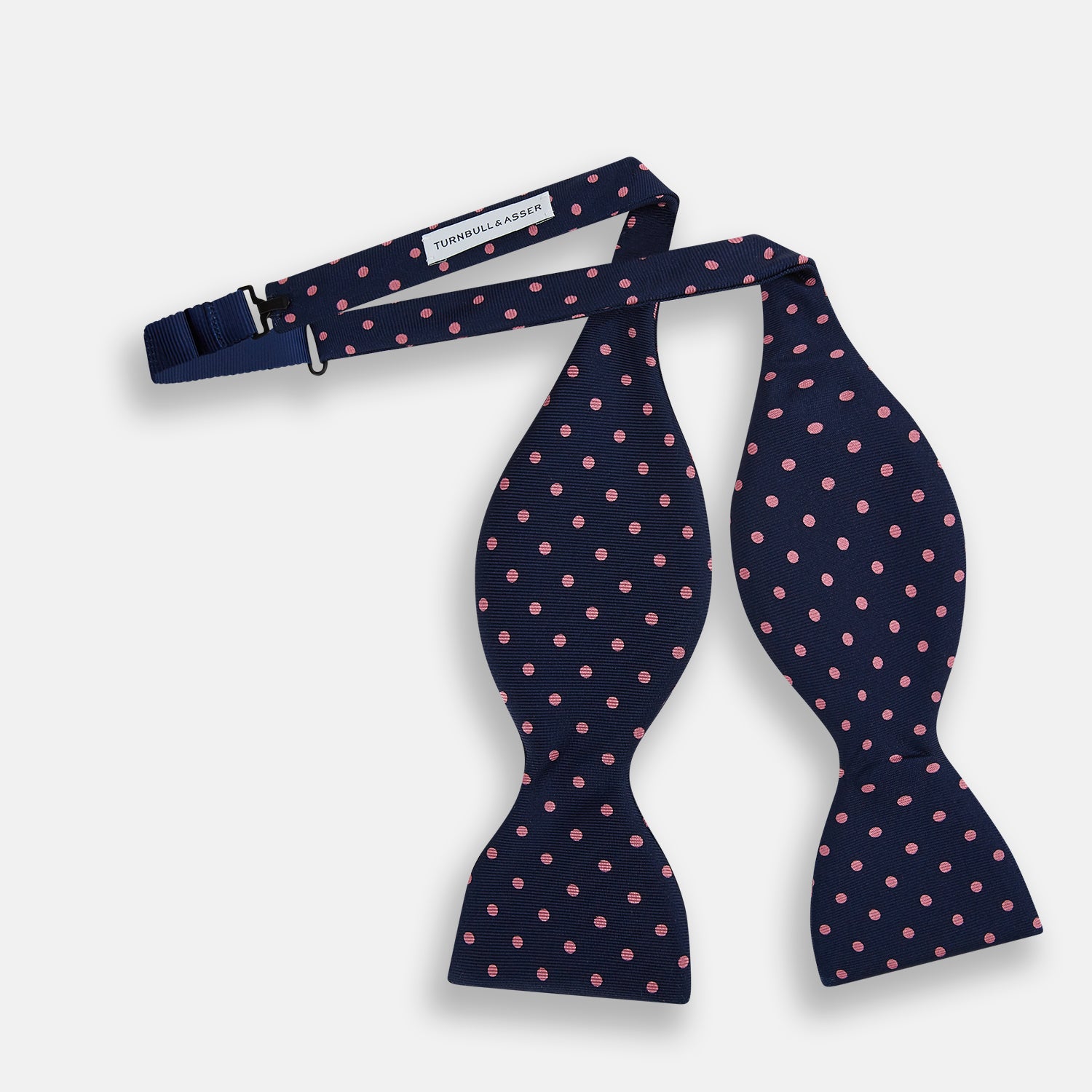 View 2 of product Navy and Pink Spot Silk Bow Tie