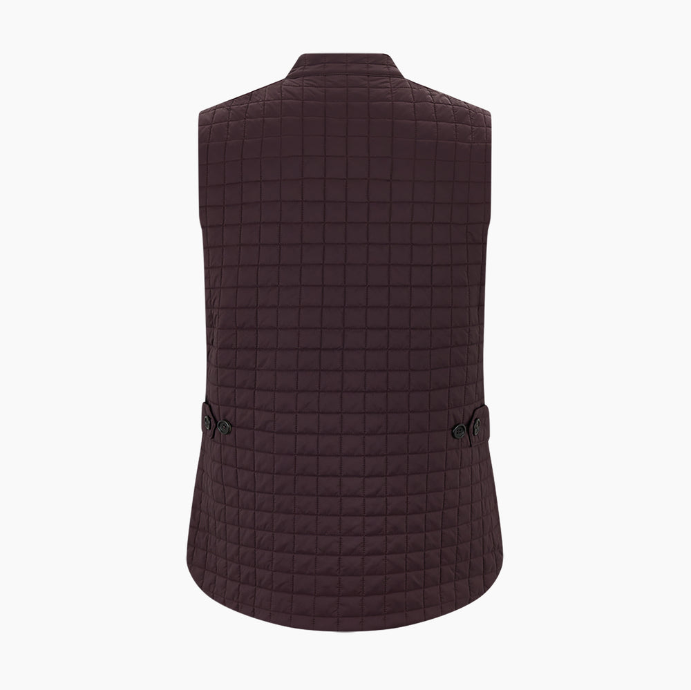 Burgundy Double-Breasted Quilted Gilet