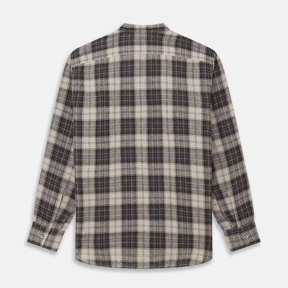 Brown Multi Check Linen Weekend Fit Unwin Shirt Image 4