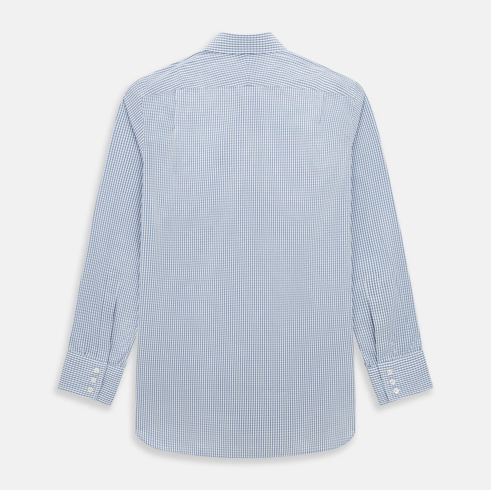 Sky Blue Micro Shadow Check Mayfair Shirt