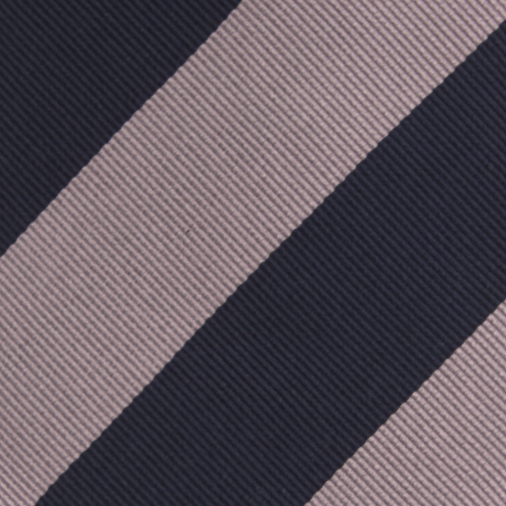 Navy and Rose Block Stripe Repp Silk Tie