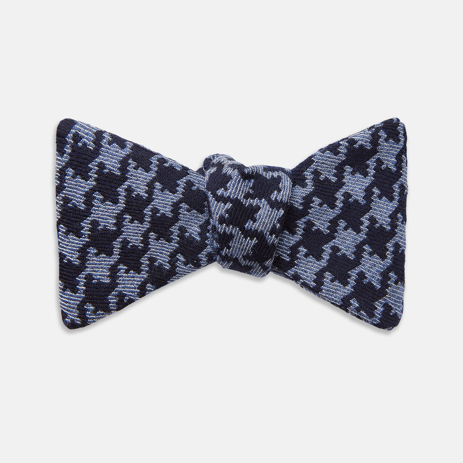View 1 of product Navy and Blue Houndstooth Wool Blend Bow Tie