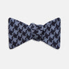 Navy and Blue Houndstooth Wool Blend Bow Tie