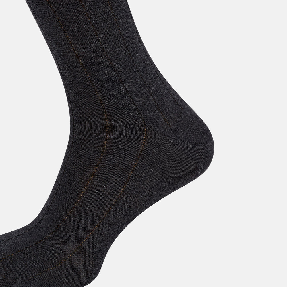 Charcoal/Brown Dash Striped Long Socks
