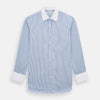 View 1 of product Sky Blue Micro Shadow Check Shirt with Contrast Collar and Double Cuffs
