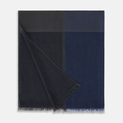 Charcoal and Navy Cashmere Scarf Image 2
