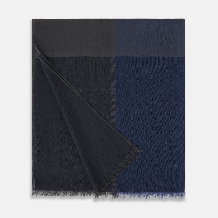 Charcoal and Navy Cashmere Scarf Image 2