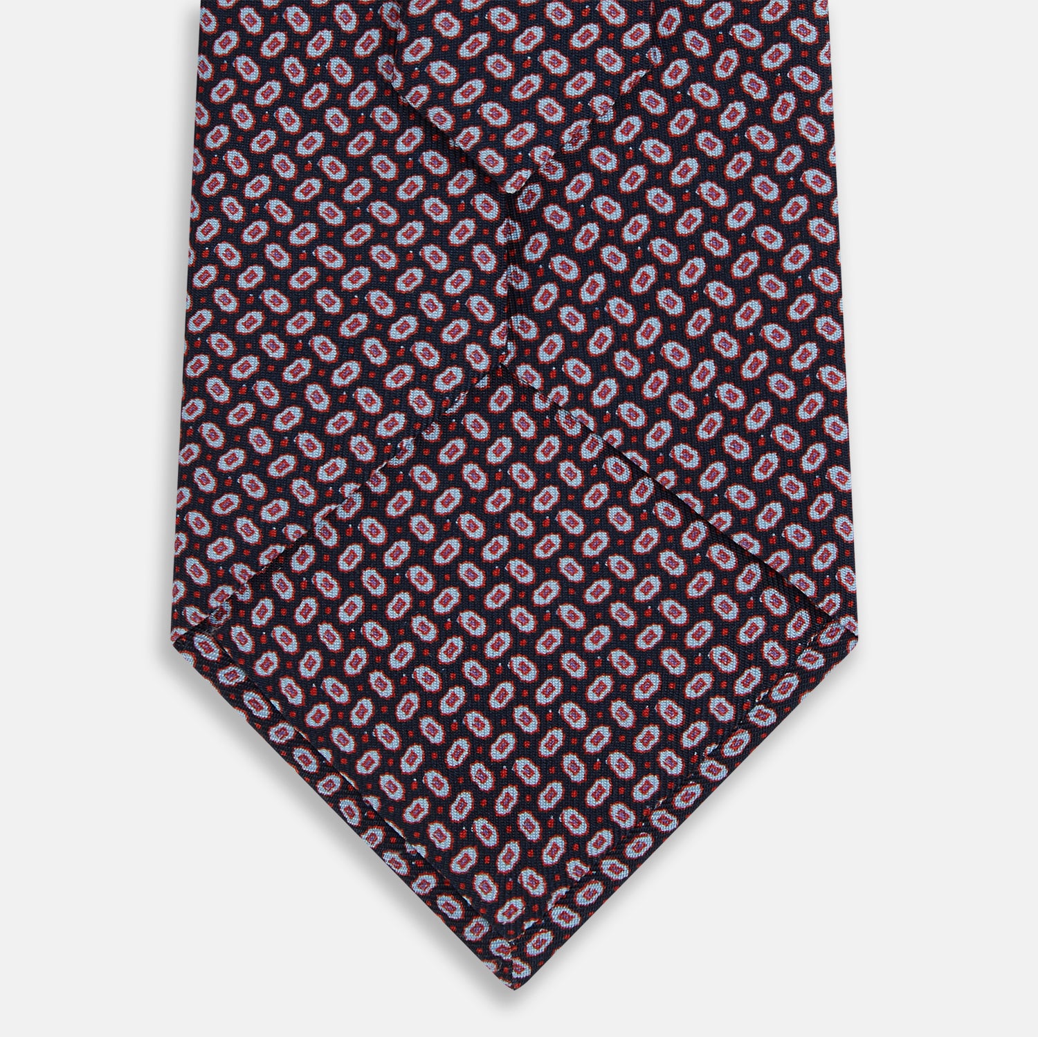 View 3 of product Red and Navy Oval-Patterned Silk Tie