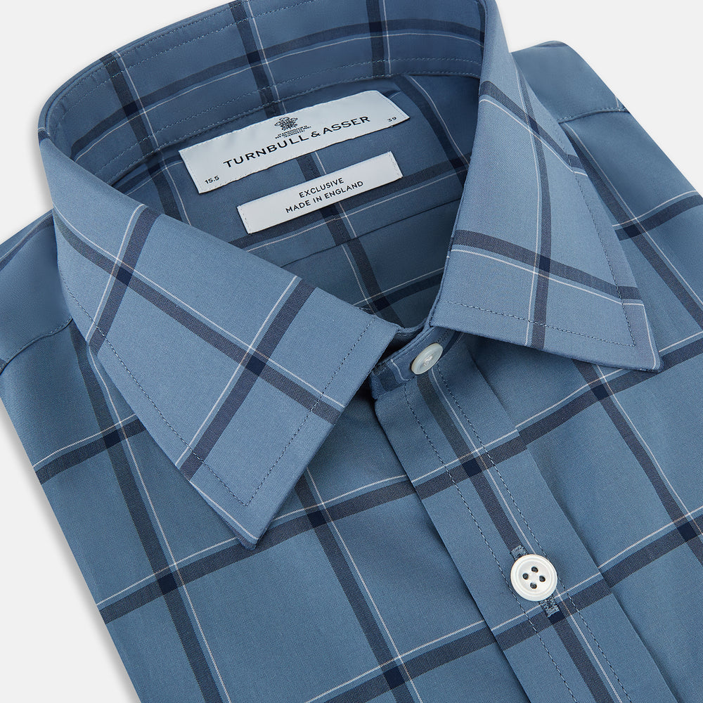 Steel Grey Grid Check Mayfair Shirt