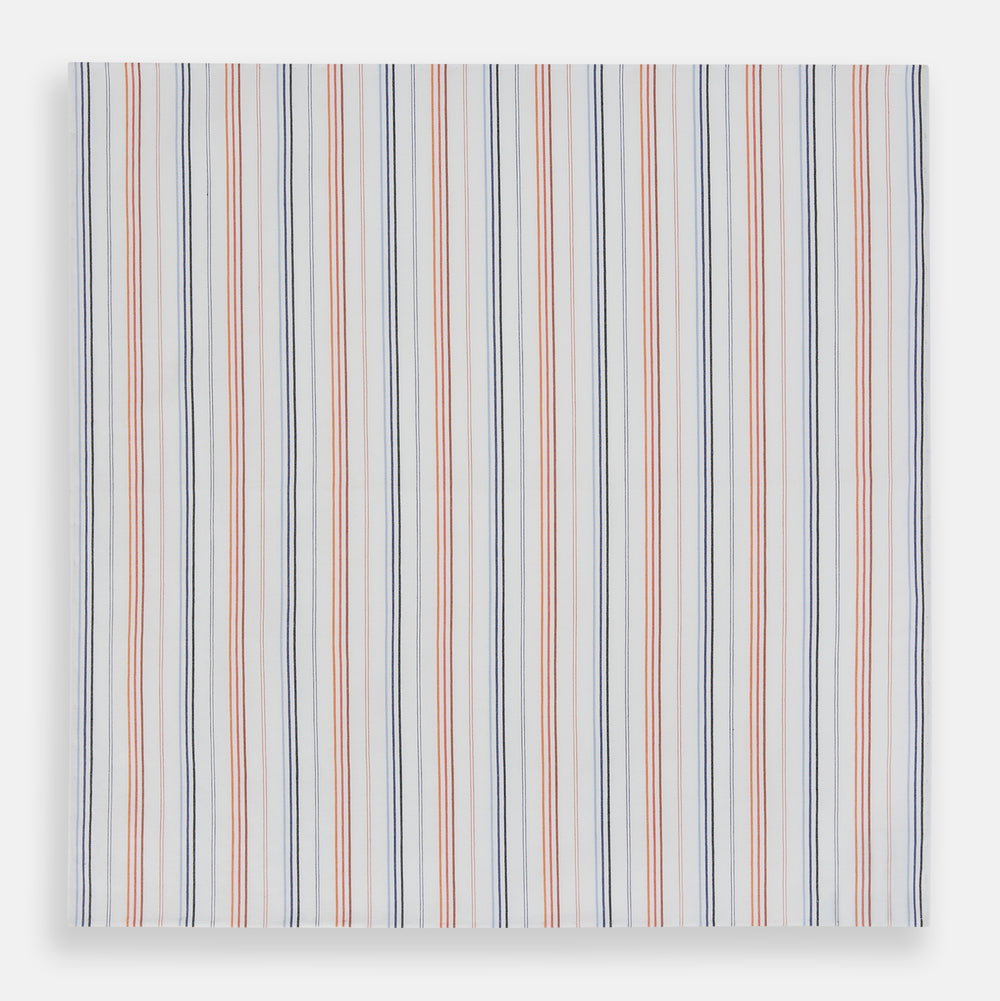 Hand Rolled Orange and Blue Multi Stripe Handkerchief