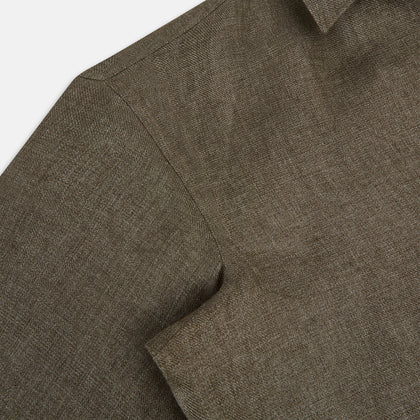Olive Linen Windsor Shirt Image 5