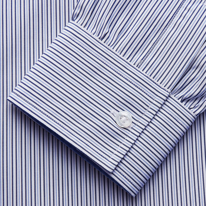 Blue Multi Stripe Cotton RE-PURPOSE Weekend Fit Finch Shirt Image 3